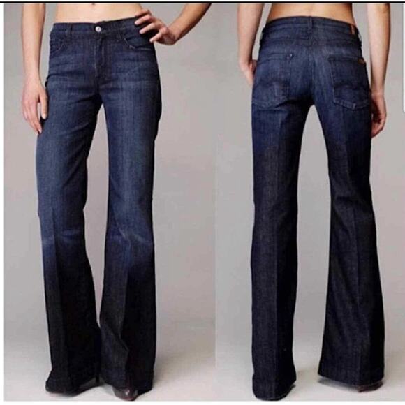 7 For All Mankind Ginger Midrise Flare Jeans Size 32 - Picture 1 of 12